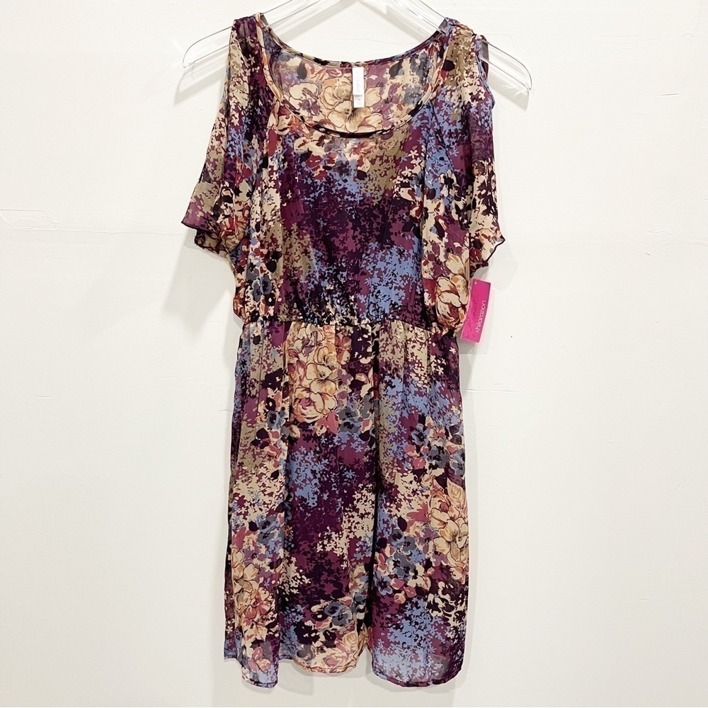 Xhilaration Cold Shoulder Lightweight Flowy Printed Dress Size Medium